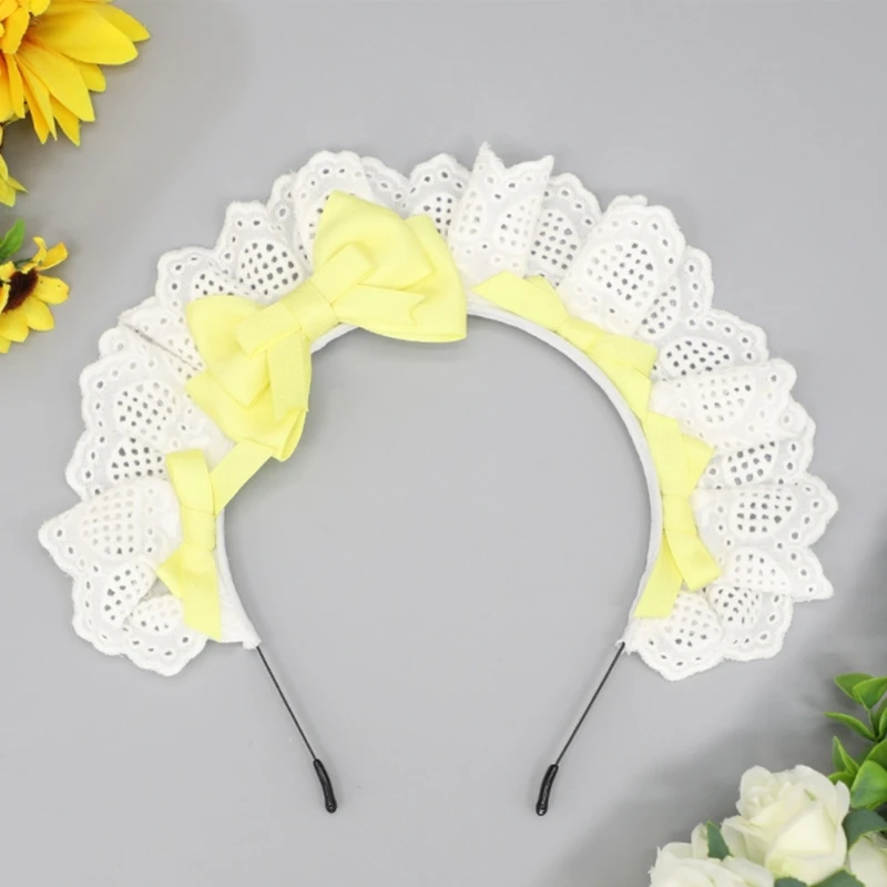 Girls Wide  Headwear White Maid Headband Novelty Sweet  HeadpieceCartoon Anime Cosplay Hair Ornaments Dropshipping