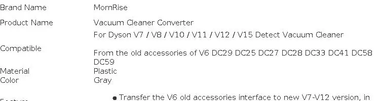 Attachment Adapter for Dyson V15 V12 V11 V10 V8 V7 Vacuum Cleaner Accessories Brushes Nozzle Tool Connector Converter