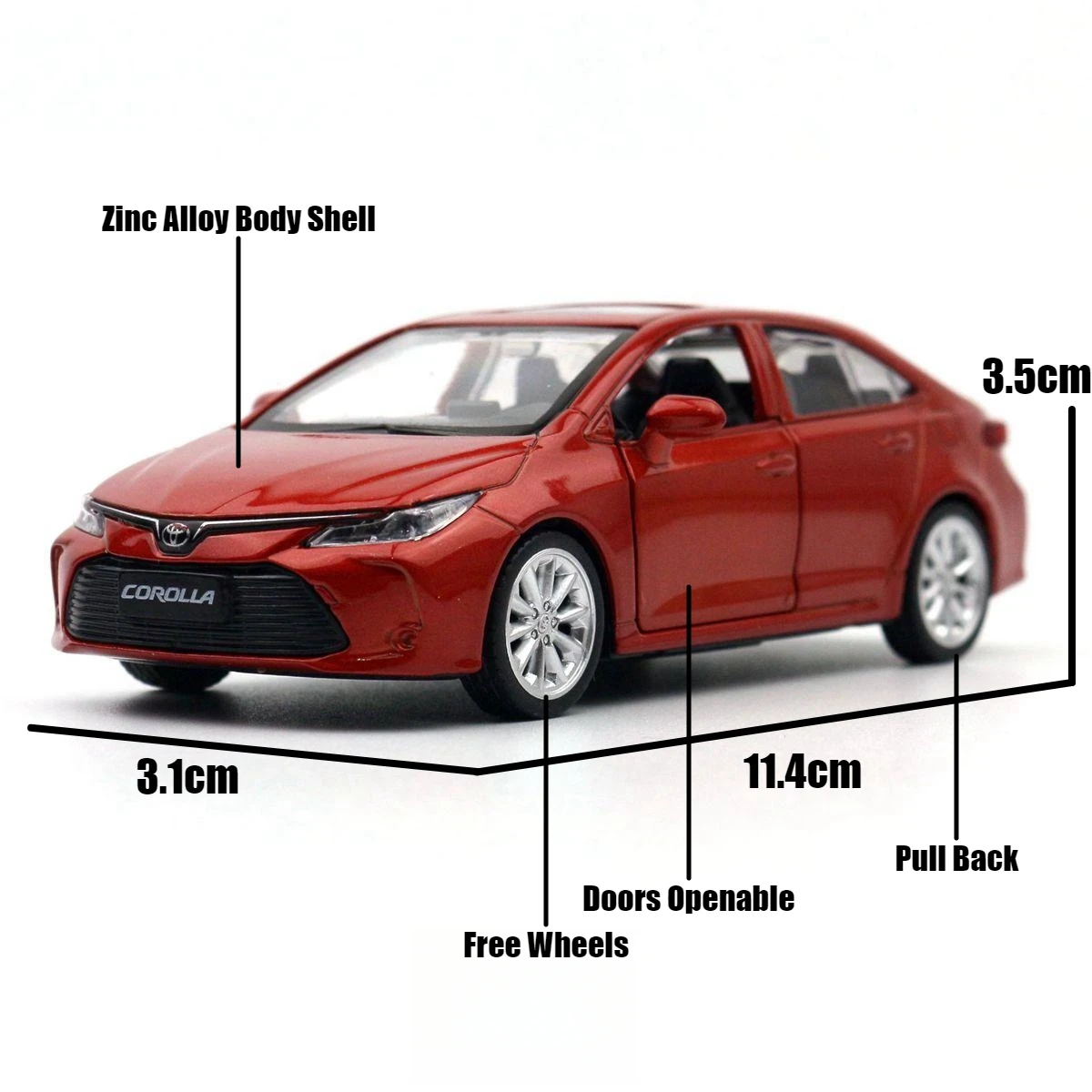 1/43 Toyota Corolla Hybrid Toy Car For Children Diecast Metal 1:43 Miniature Model Pull Back Educational Collection Gift Boys