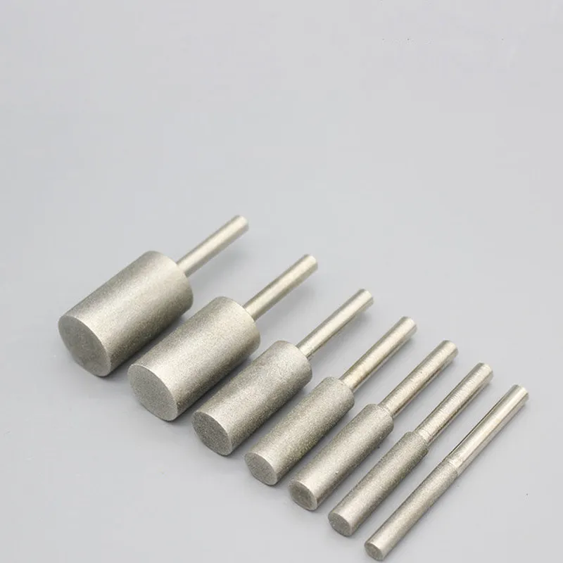 Diamond Cylinder Type Grinding Head Abrasive Wheel Jade Jewelry Bracelet Glass Stone Carving Polishing Tool Burrs Bit 6mm 1pc