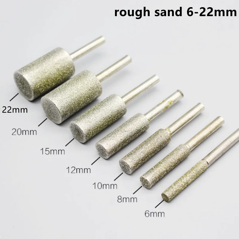 Diamond Cylinder Type Grinding Head Abrasive Wheel Jade Jewelry Bracelet Glass Stone Carving Polishing Tool Burrs Bit 6mm 1pc