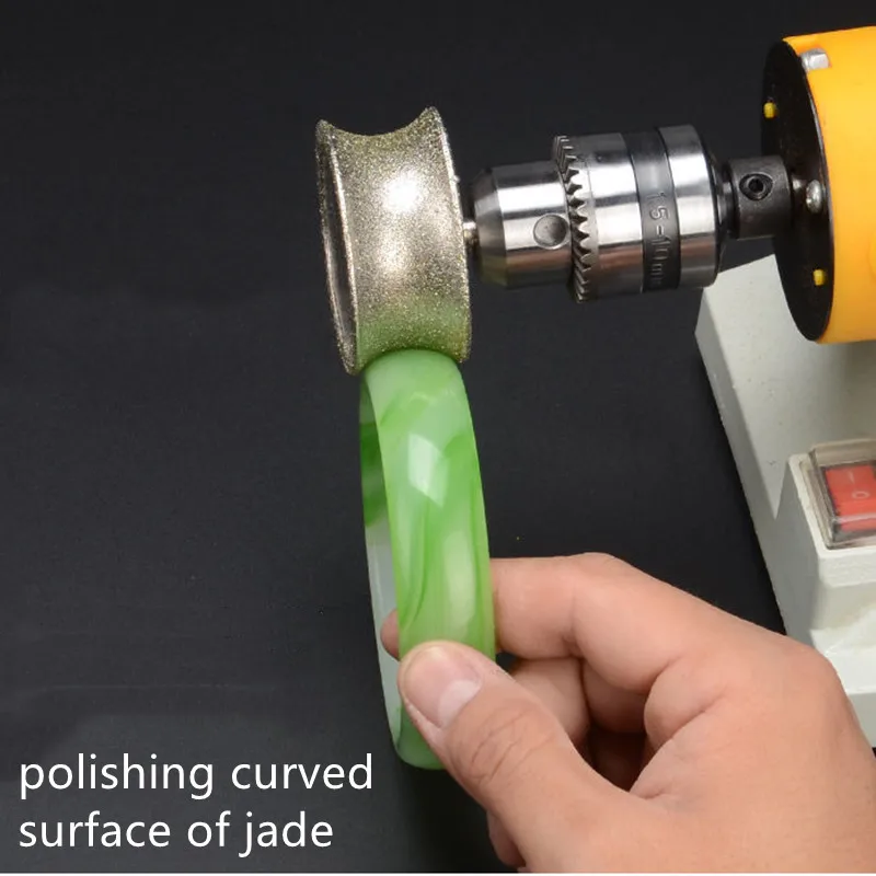 Diamond Cylinder Type Grinding Head Abrasive Wheel Jade Jewelry Bracelet Glass Stone Carving Polishing Tool Burrs Bit 6mm 1pc
