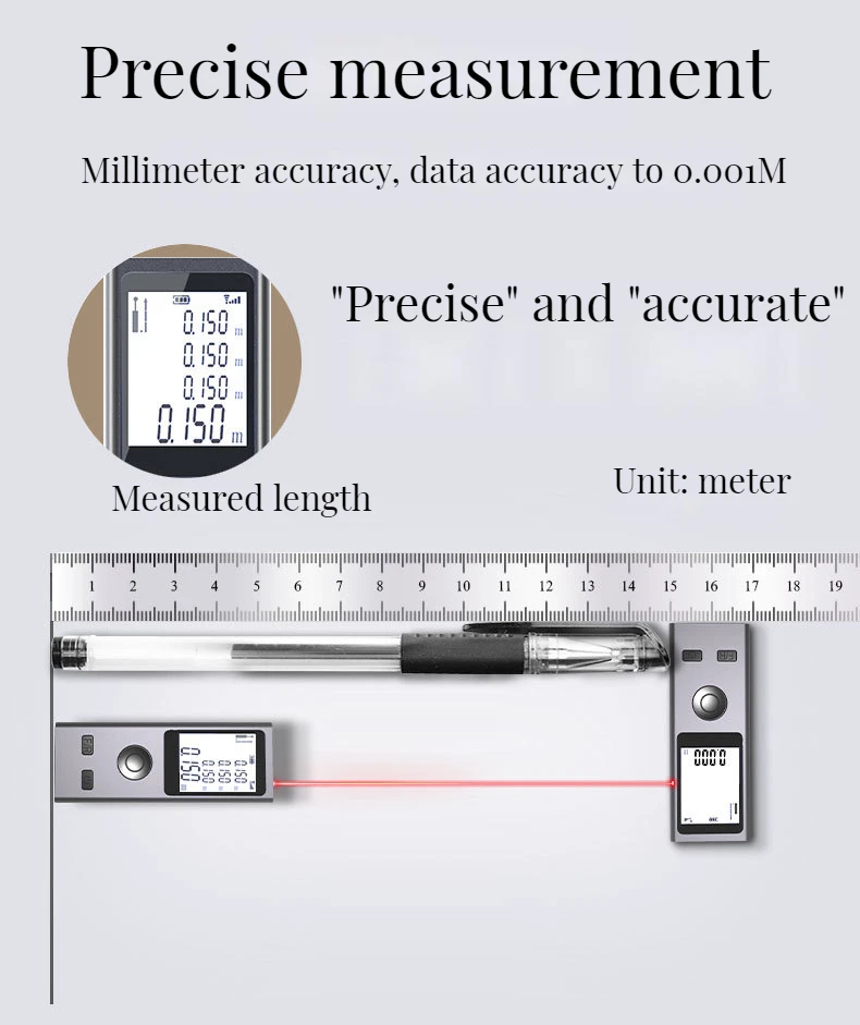 Smart Laser Rangefinder, Intelligent, 30M, Digital Laser Rangefinder Mini Usb Charging Rechargeable Handheld Distance Meter
