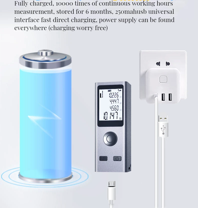 Smart Laser Rangefinder, Intelligent, 30M, Digital Laser Rangefinder Mini Usb Charging Rechargeable Handheld Distance Meter