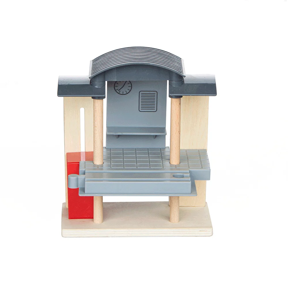 Wooden Railway Train Station Wooden Track Toys Electric Train Track Accessories Fit For All Brand Wood Tracks Toys For Children