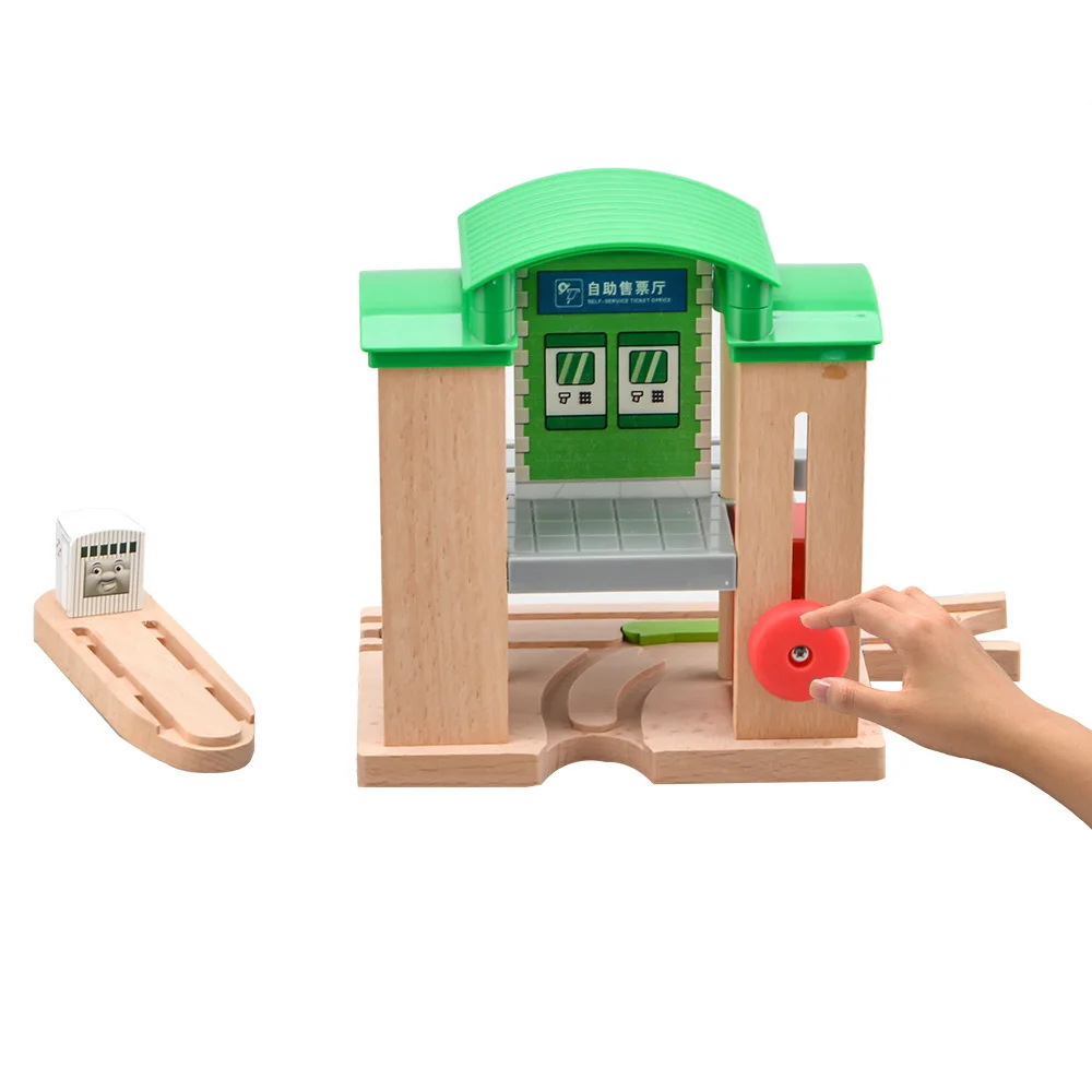 Wooden Railway Train Station Wooden Track Toys Electric Train Track Accessories Fit For All Brand Wood Tracks Toys For Children