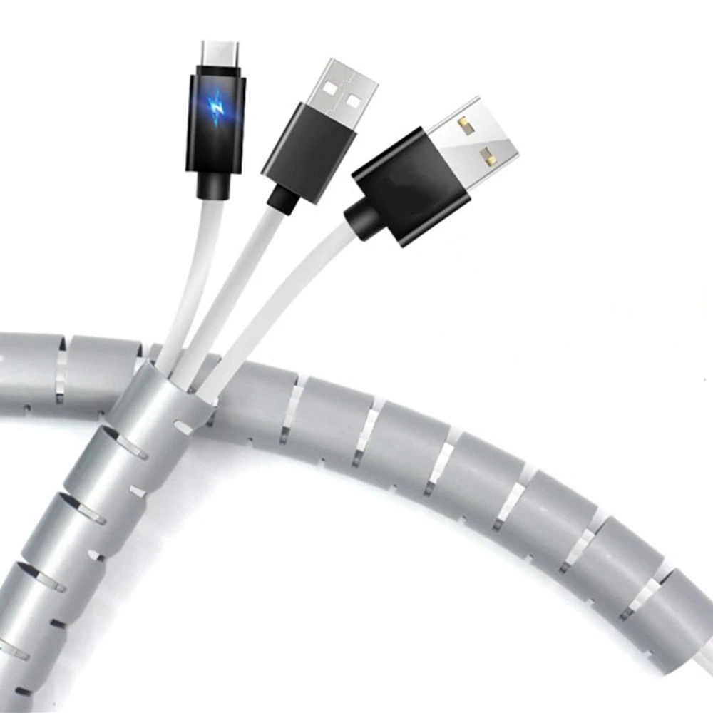 1.5/2m 10/16 mm Flexible Spiral Cable Organizer Storage Pipe Cord Protector Management Cable Winder Desk Tidy Cable Accessories