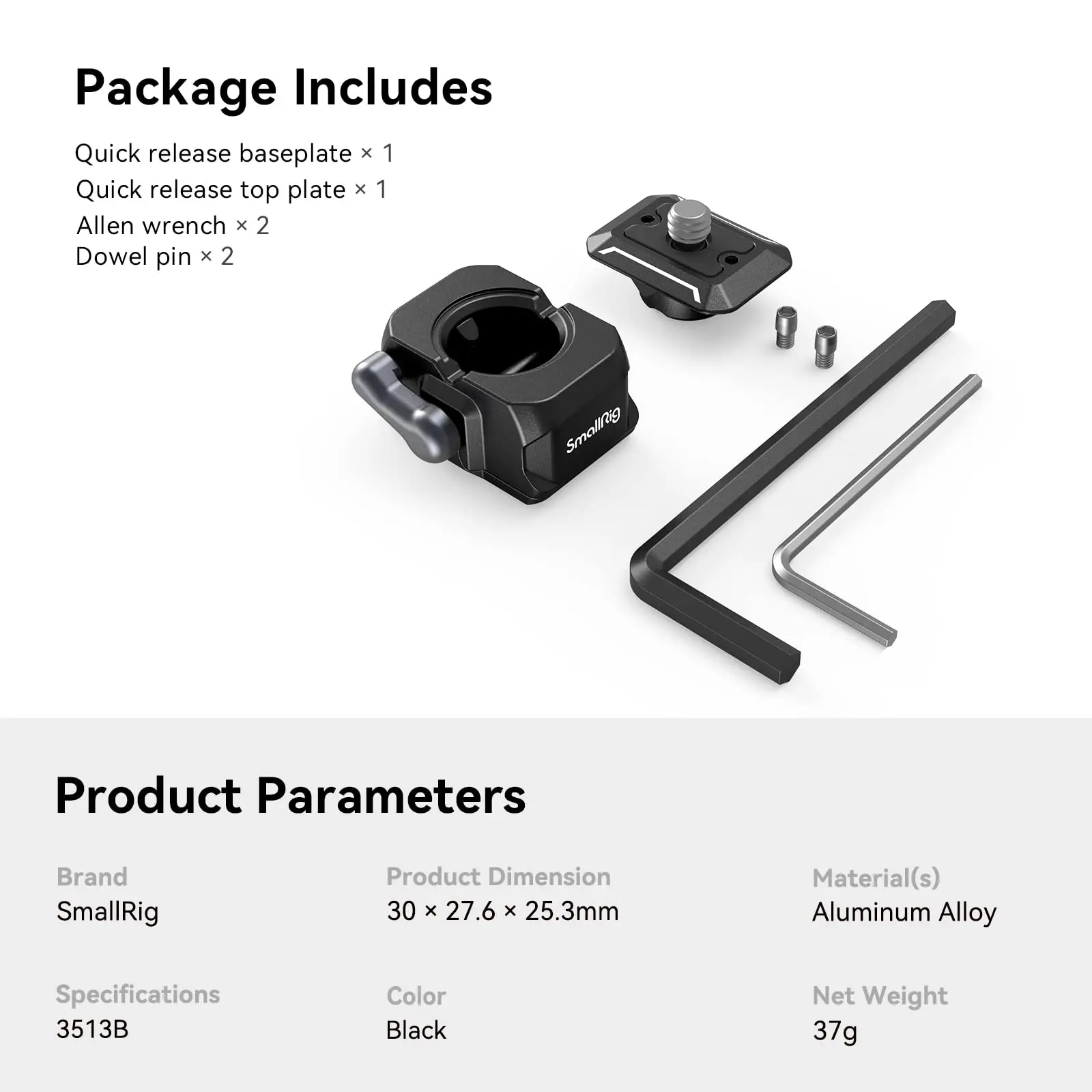 SmallRig Drop-in HawkLock Universal Mini Quick Release Clamp and Plate QR Plate Tripod Mount Adapter for Canon for Sony Camera