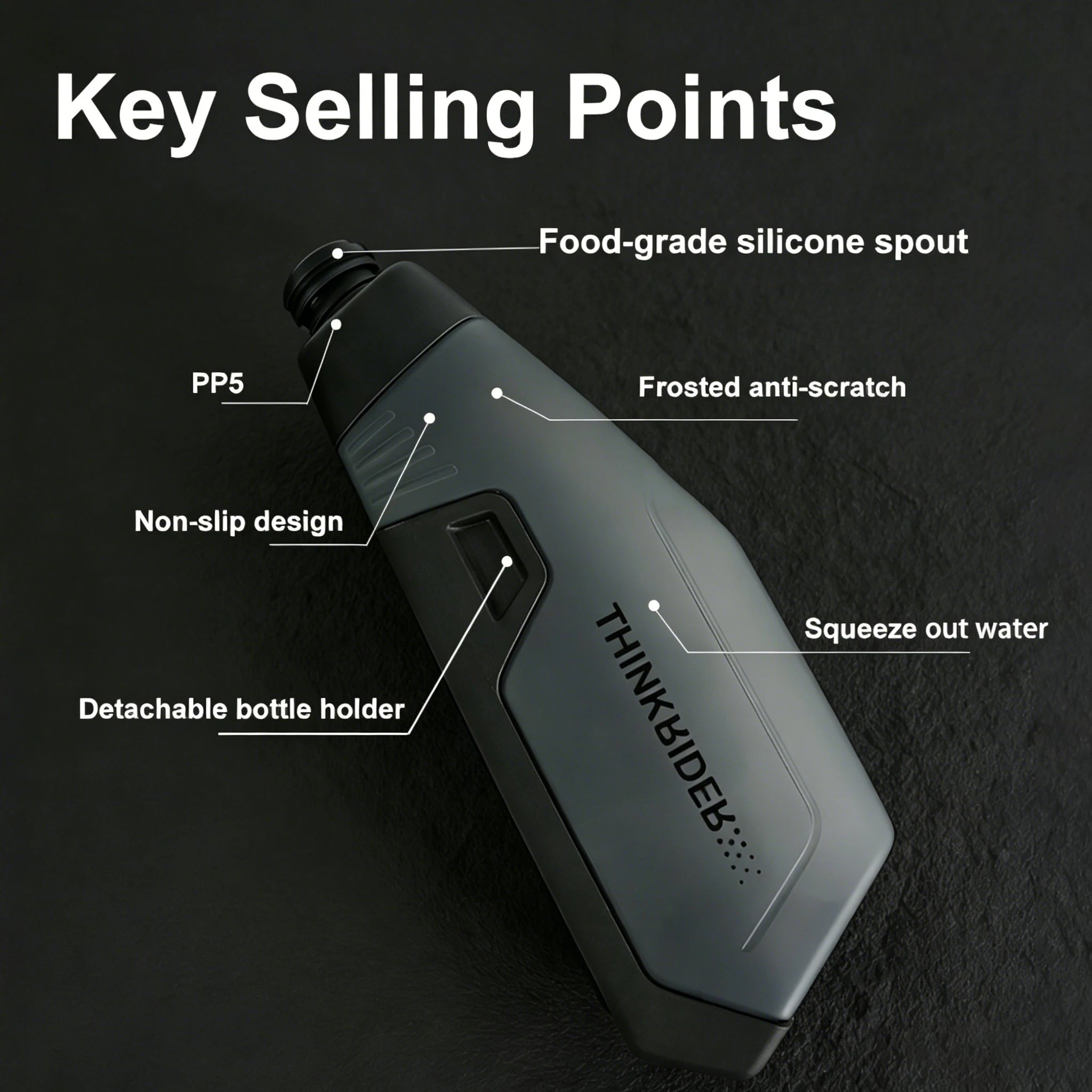ThinkRider Bicycle 650ml Aerodynamic Water Bottle Bracket Set Bike Water Bottle MTB Road Frame Down Tube Riding Water Kettle