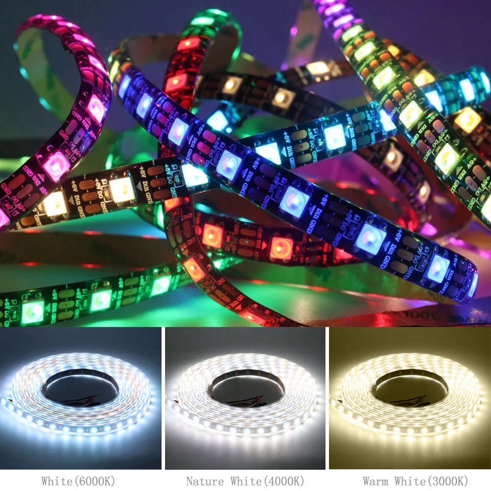DC5V SK6812 RGBW 5050SMD LED Strip 30/60/144Leds/m WS2812B Individual Addressable RGBNW RGBWW 4 in 1 Flexible LED Light Tape