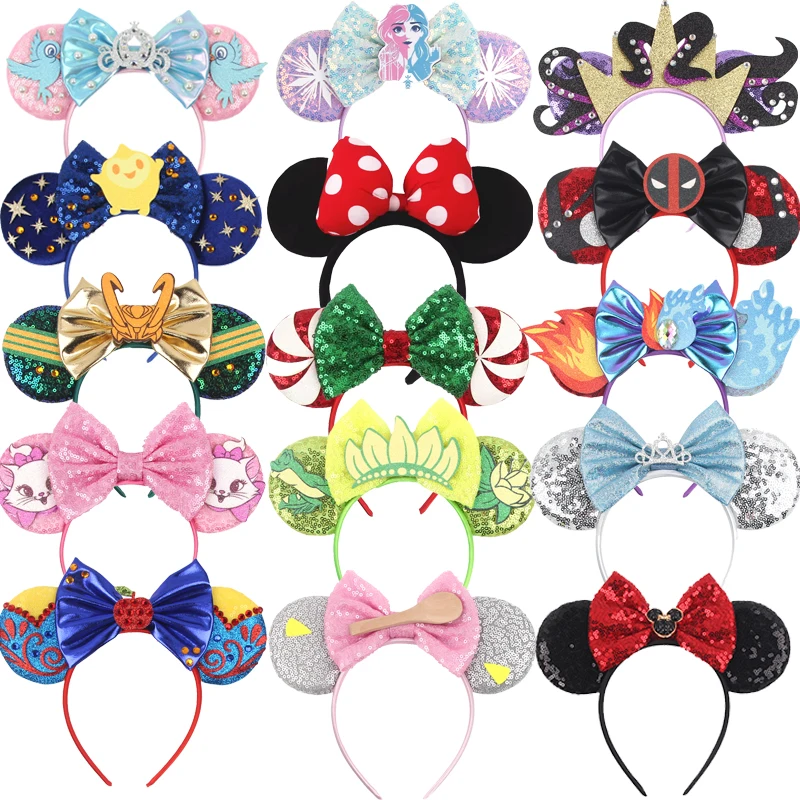 Newest Mickey Mouse Ears Headband for Women Kids Baby Girl Festival Party Hair Accessories with Sequins and 5 Inch Bow