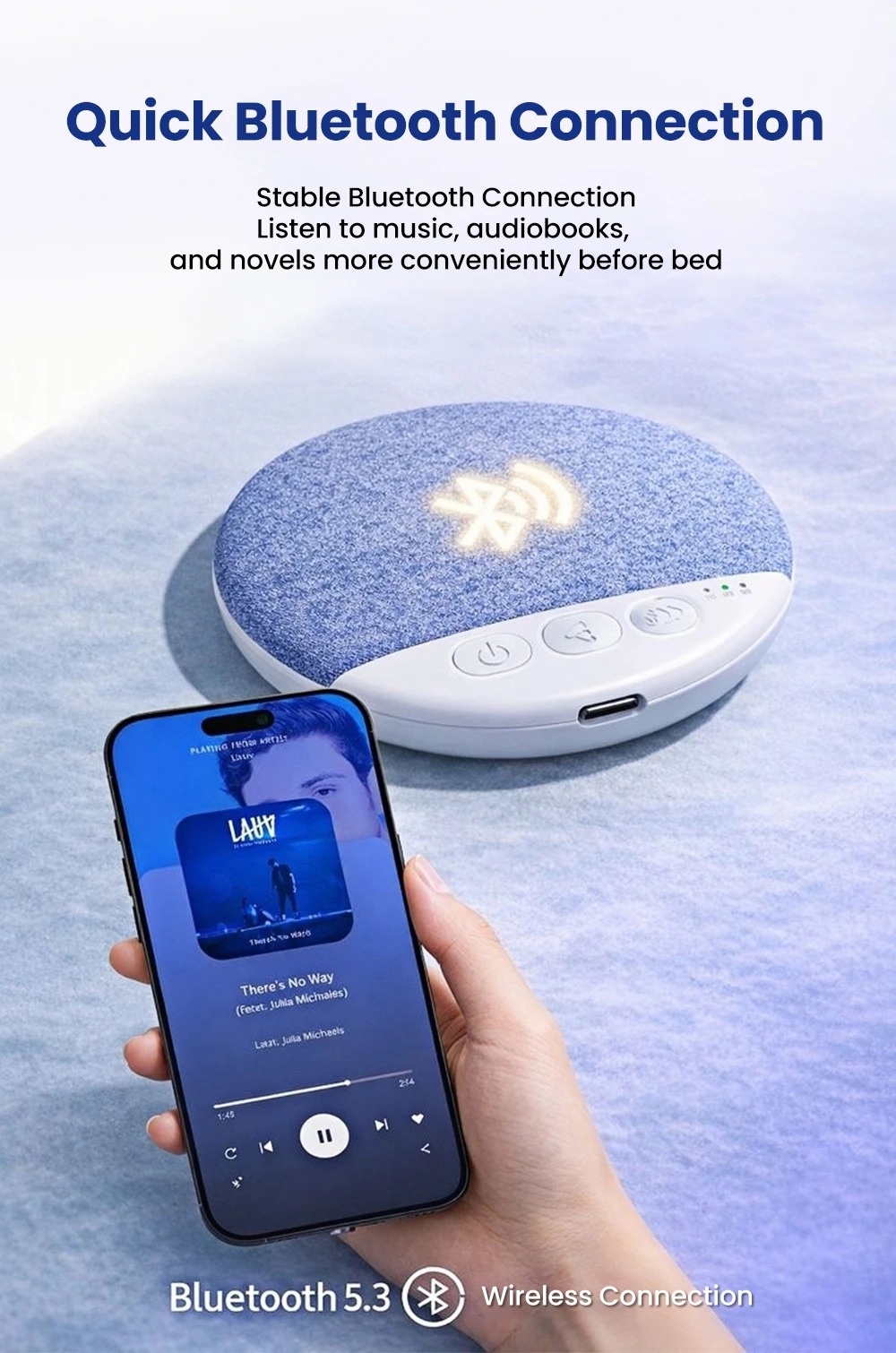High Dynamic Sound Quality Bluetooth 5.3 Speaker Bedside Sleep-enhancing Audio Pillow Sleep Aid Speaker White Noise Sleep Pillow