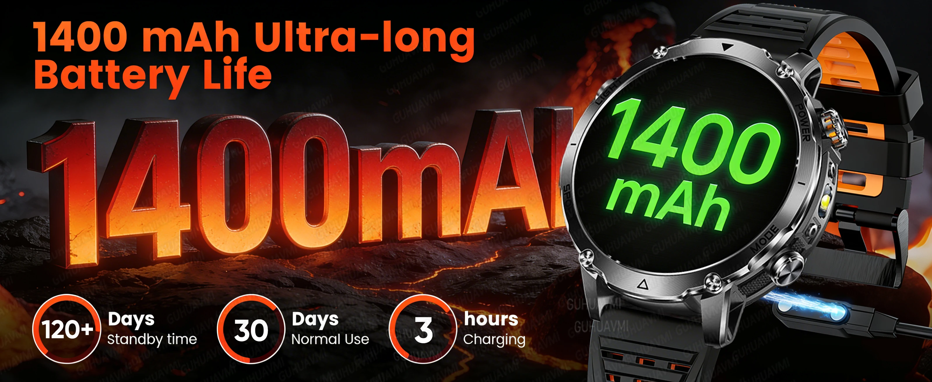 2026 New TANK Ultra 1400mAh Battery Military Smart Watch 10ATM Waterproof Heart Rate Tactical LED Flashlight Men Sports Bracelet
