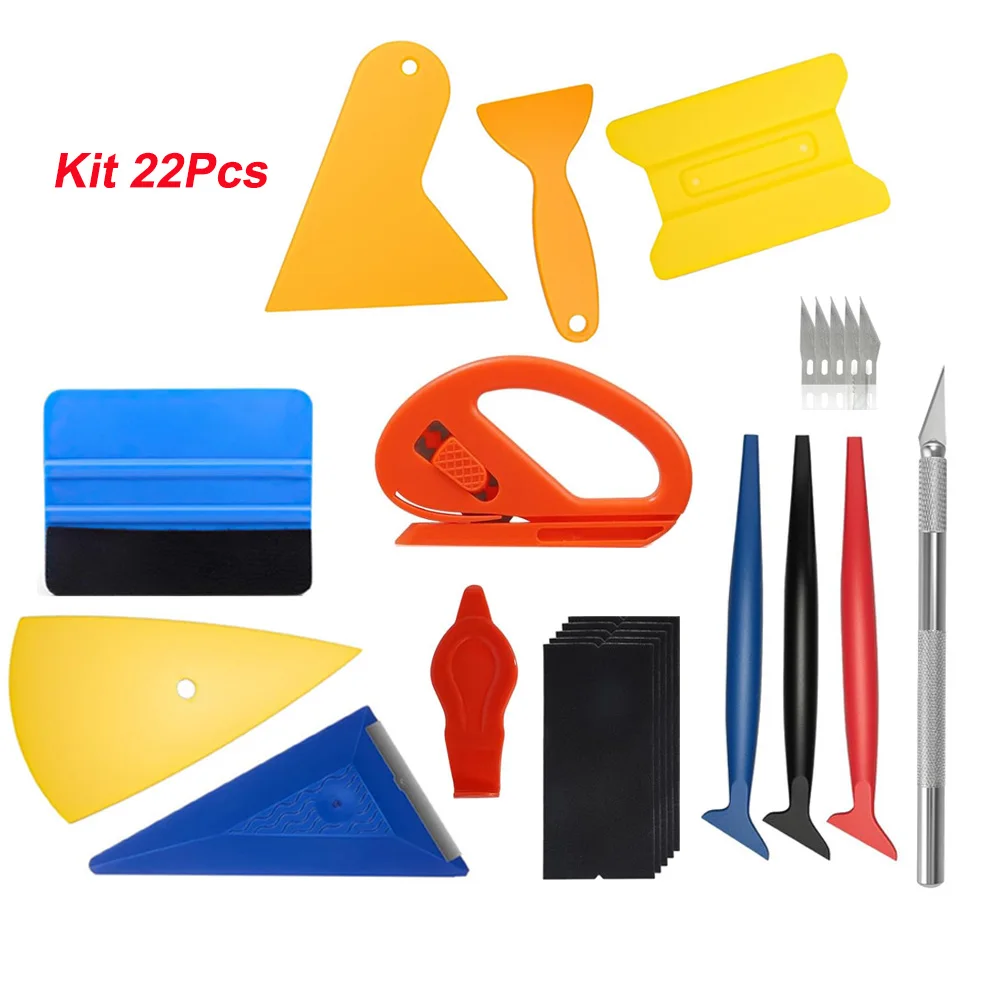 Car Vinyl Wrap Tool Kits Covering Vinyl Spatula Foiling Set Scraper for Window Tint Wrapping Squeegee Tools Car Accessories