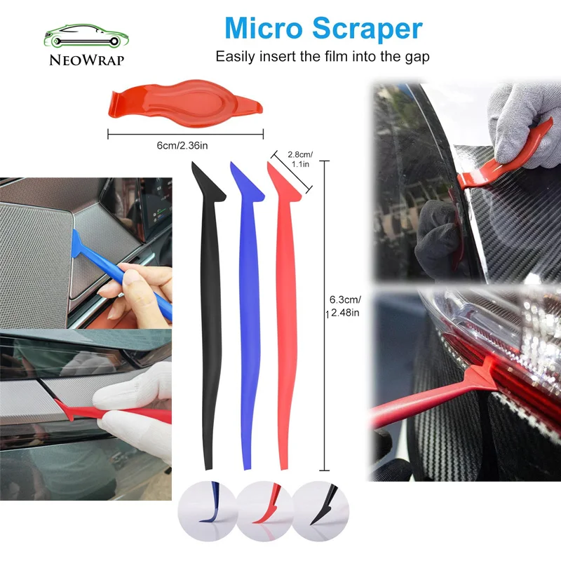 Car Vinyl Wrap Tool Kits Covering Vinyl Spatula Foiling Set Scraper for Window Tint Wrapping Squeegee Tools Car Accessories