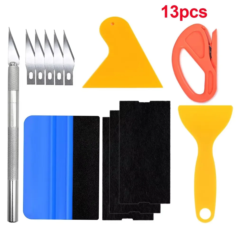 Car Vinyl Wrap Tool Kits Covering Vinyl Spatula Foiling Set Scraper for Window Tint Wrapping Squeegee Tools Car Accessories