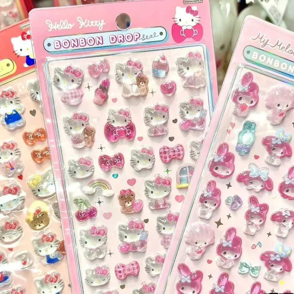 Hello Kitty 3D Hollow Bubble Relief Sticker Sanrio Kawaii DIY Reward Sticker Cute Sticker for Kids Gift