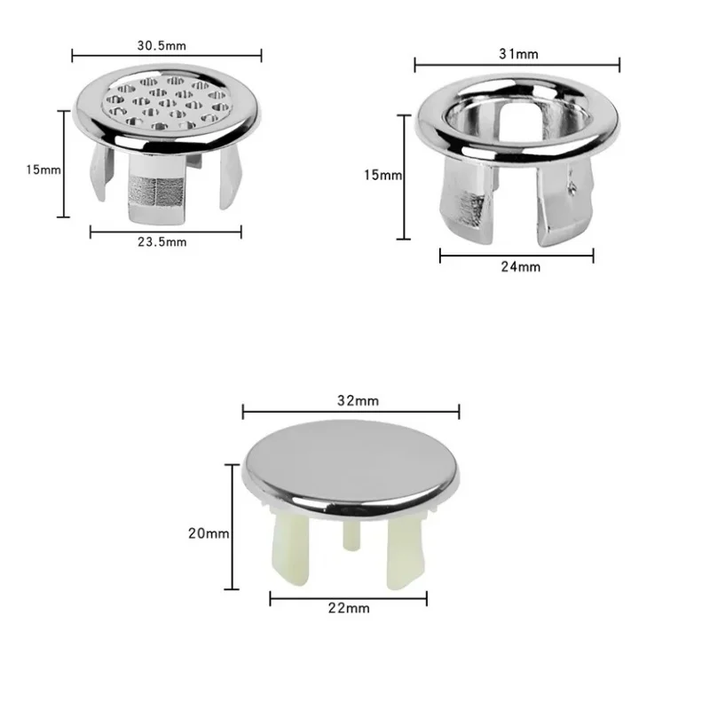 4Pcs Kitchen Bathroom Basin Circular Overflow Drain Cover Decoration Bathtub Sink Hole Overflow Hollow Washbasin Overflow