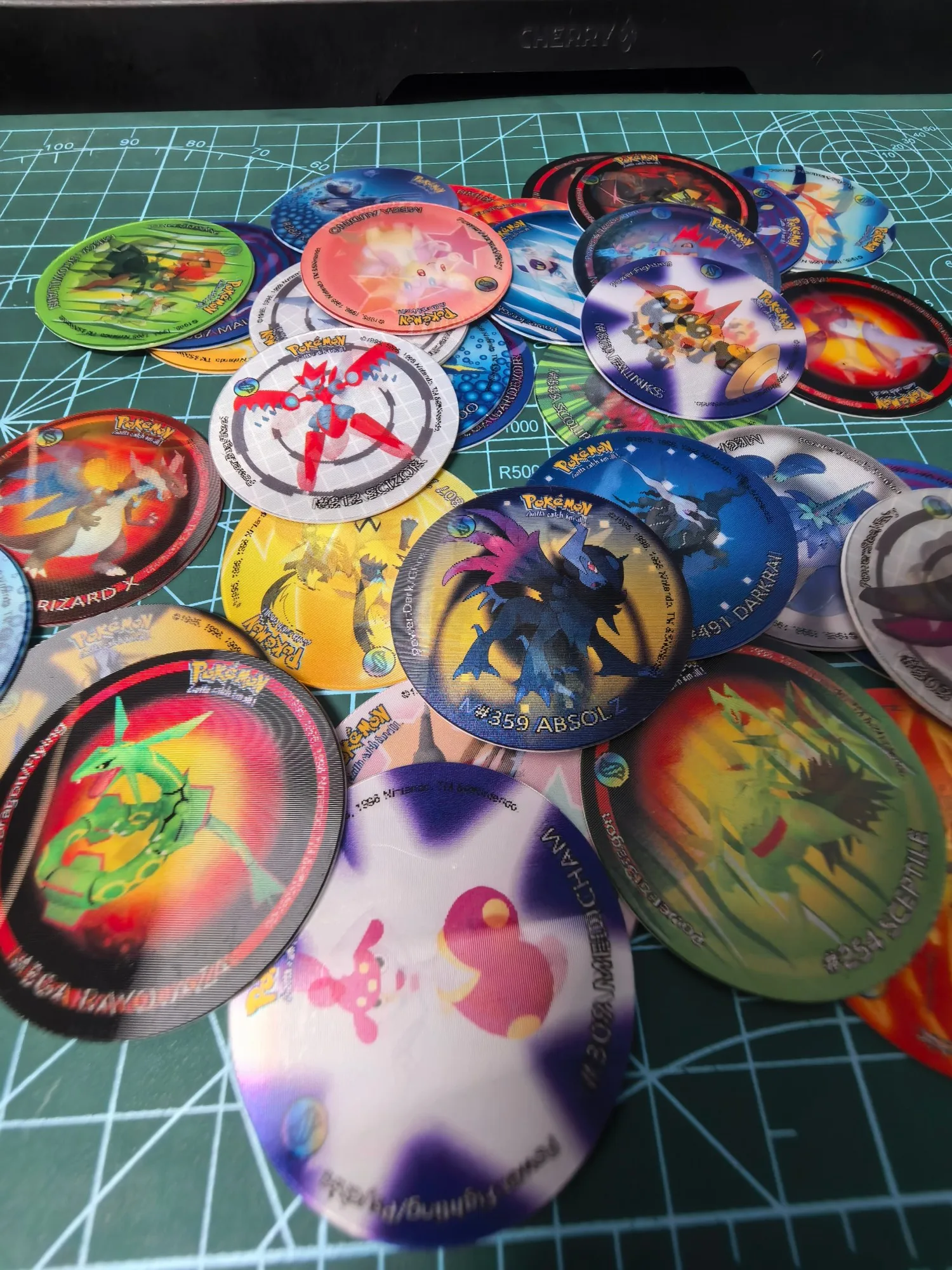 10-90Pcs 3D Flip Pokemon ZA Mega Evolution Tazos Complete Set Lenticular Round Pogs Eco Plastic 4cm Anime Collectible Game Cards