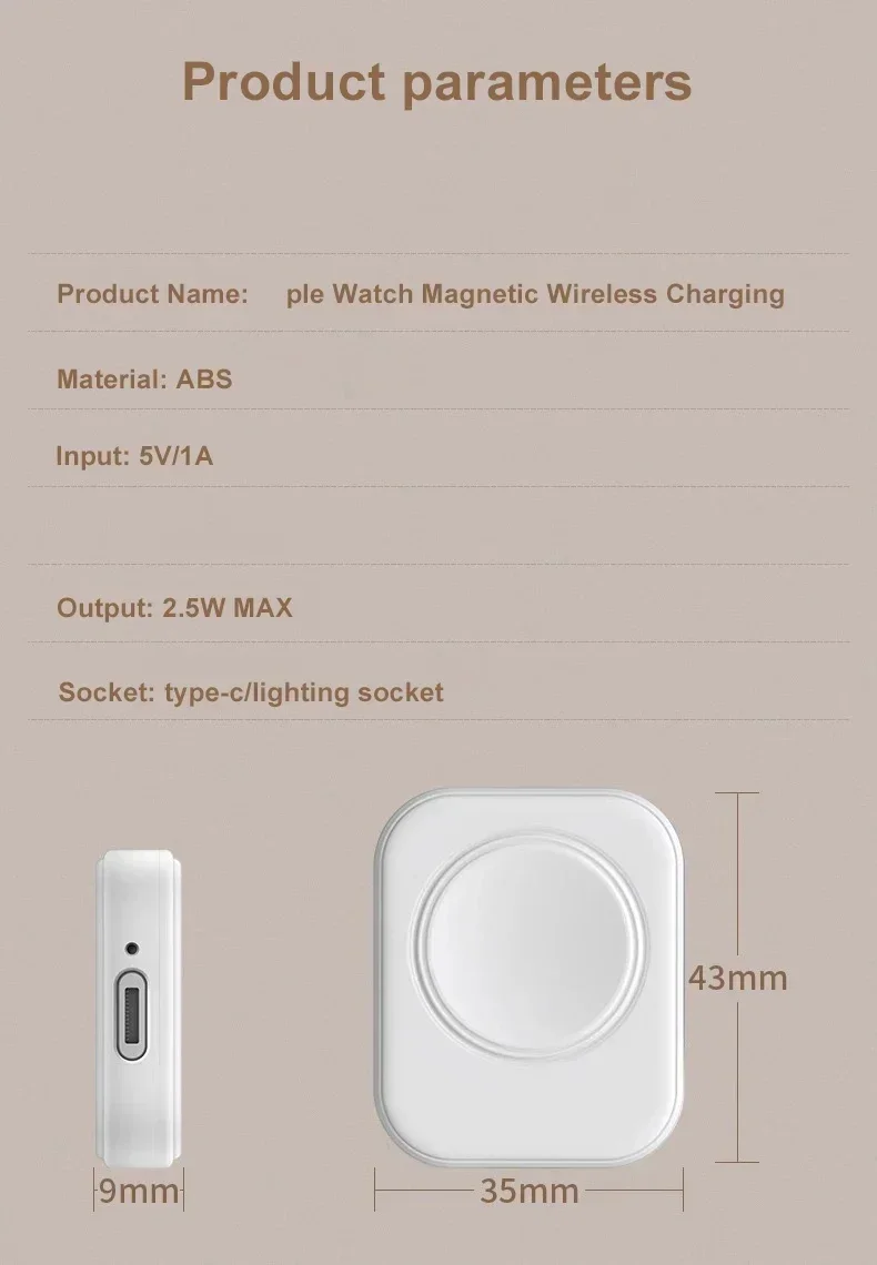 Fast Magnetic Watch Wireless Charger For Apple Watch Ultra 3 2 1 Series 9 8 7 6 SE Charger Dock Adapter Type C Portable Charger