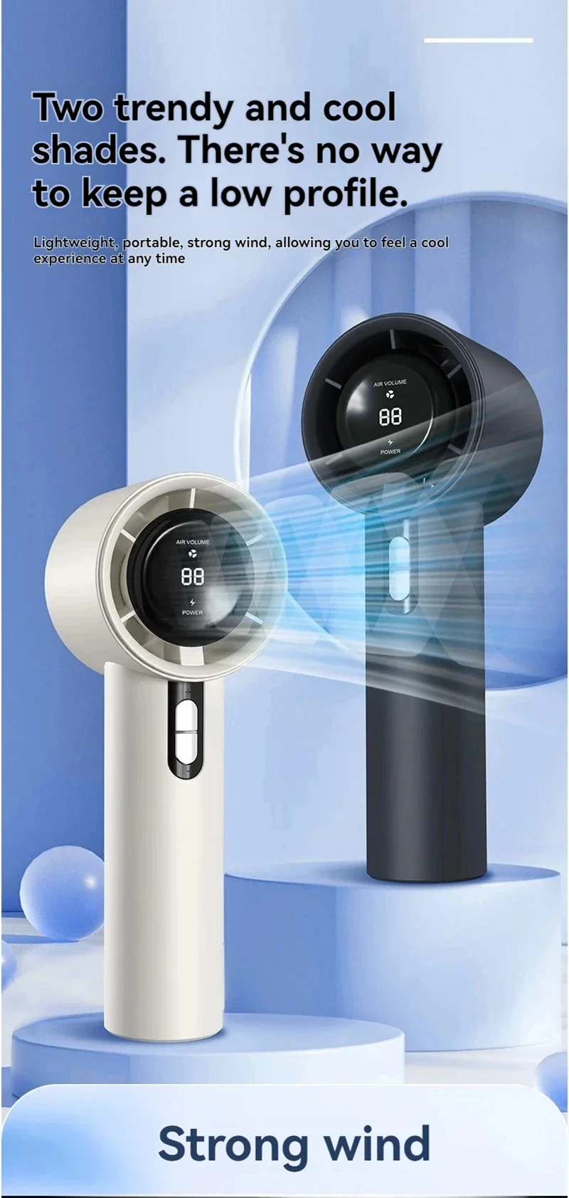 Lenovo Ultra Quiet 100 Speed Handheld Fan ​​USB Rechargeable Portable Mini Turbo Fan for Office and Travel with LED Indicator