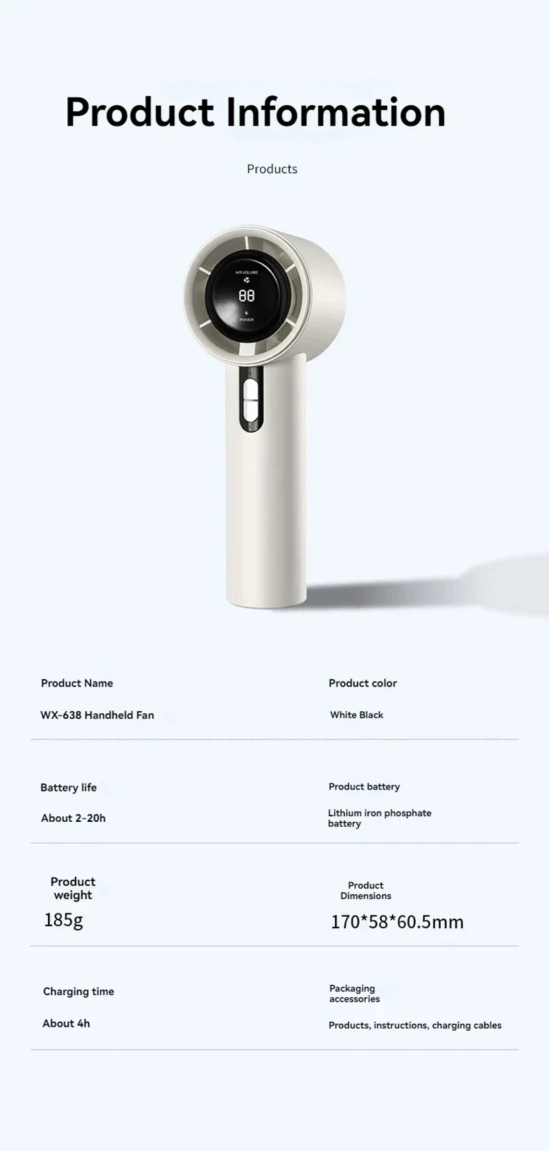 Lenovo Ultra Quiet 100 Speed Handheld Fan ​​USB Rechargeable Portable Mini Turbo Fan for Office and Travel with LED Indicator