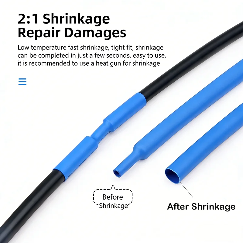 10Meters Heat Shrink Tube 2:1 Shrinkage Ratio Dia 0.6 0.8 1 1.5 2 2.5 3 4 5 6 mm Polyolefin Insulated Cable Sleeving 12 Colors