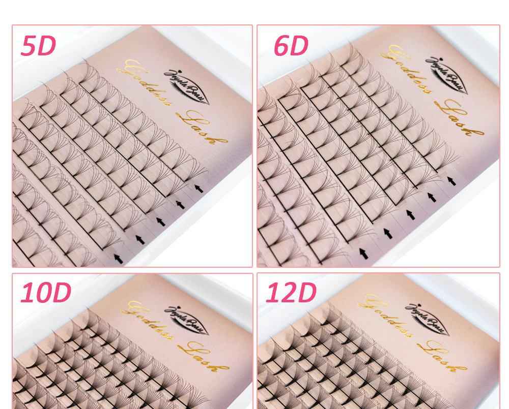 Goddess 3D/5D/6D/10D Premade Fan Eyelash Extensions Natural Soft Russian Volume Lashes Faux Mink Individual Lash Extensions