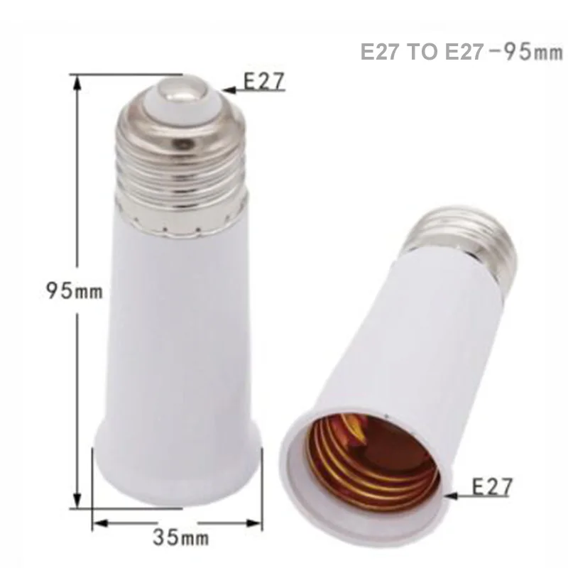 2pcs 65mm 95mm Bulb Adapter E27 to E27 Extender LED Lamp Light Base Socket Extension Converter Connector CFL Light Bulb Adapter