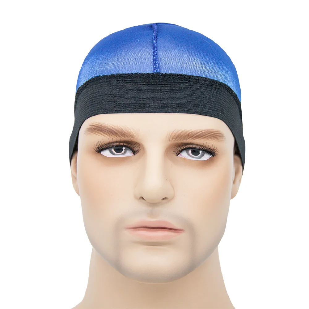 Solid Color Wave Caps With Durag for Men Headwear Soft Elastic Breathable Beanie Turban Cap Headwrap Bonnet Hair Accessories
