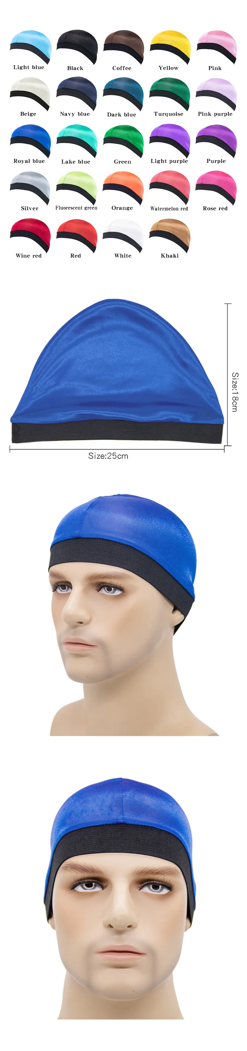 Solid Color Wave Caps With Durag for Men Headwear Soft Elastic Breathable Beanie Turban Cap Headwrap Bonnet Hair Accessories