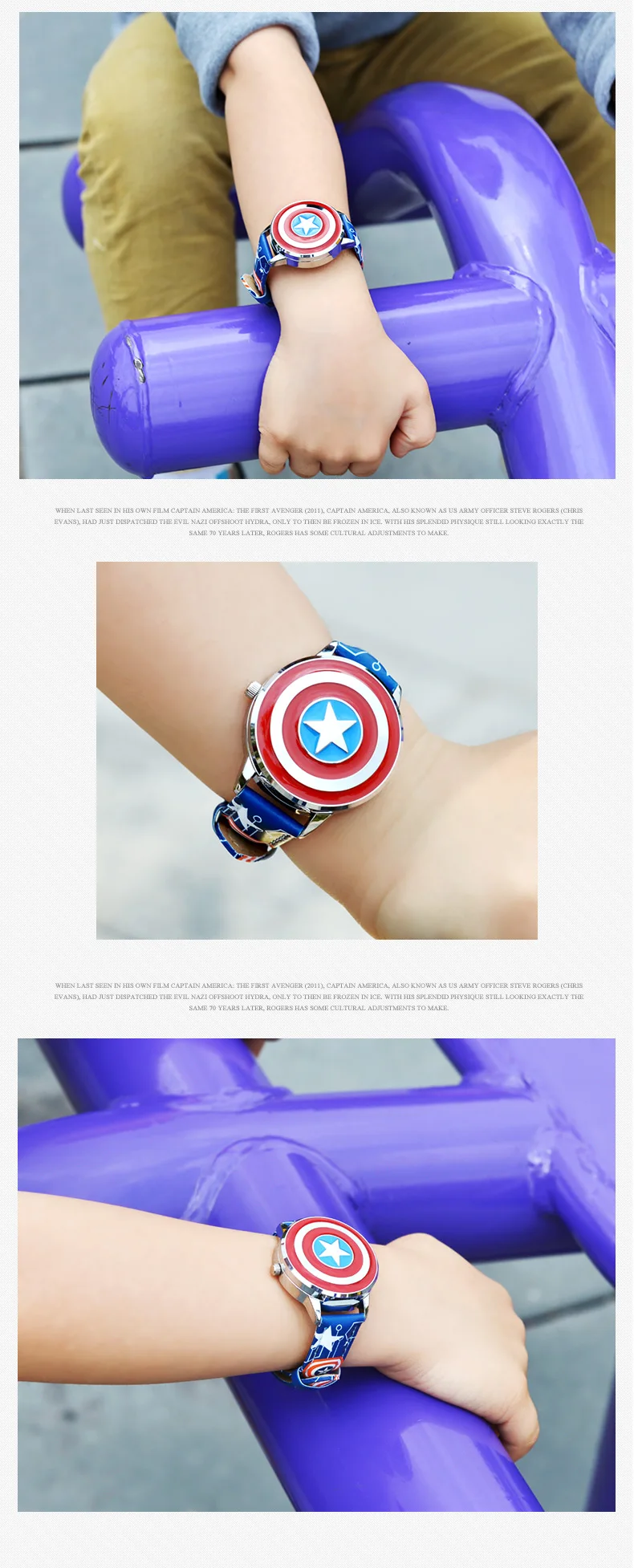Marvel spiderman Kids watch Captain America ironman children's watches Leather Quartz Flip Metal Case Watches Boys Clock gifts