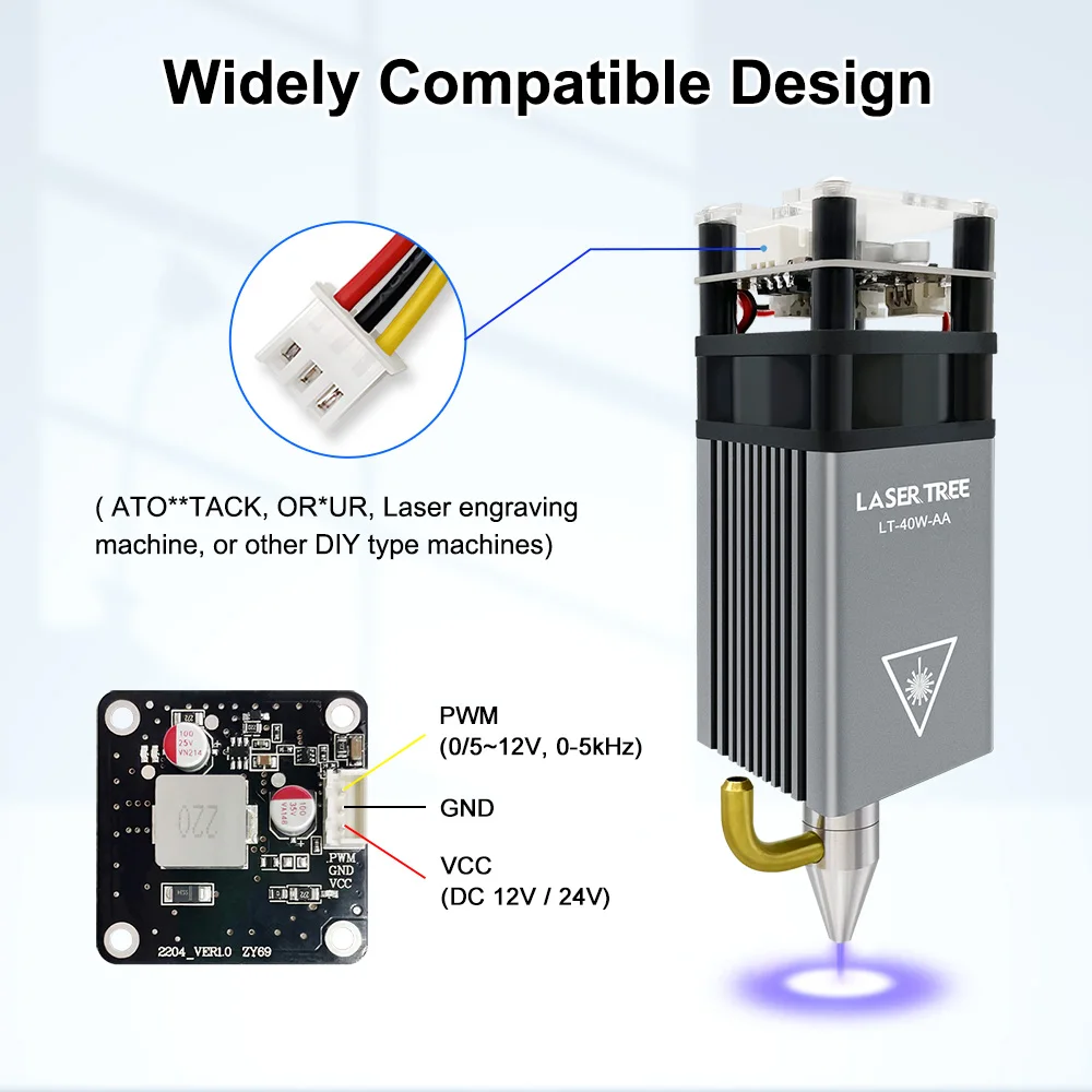 LASER TREE 20w 40W 80W Laser Module 450nm Laser Head Blue Laser for Cnc Laser Engraving Cutting Machine WoodWorking DIY Tools