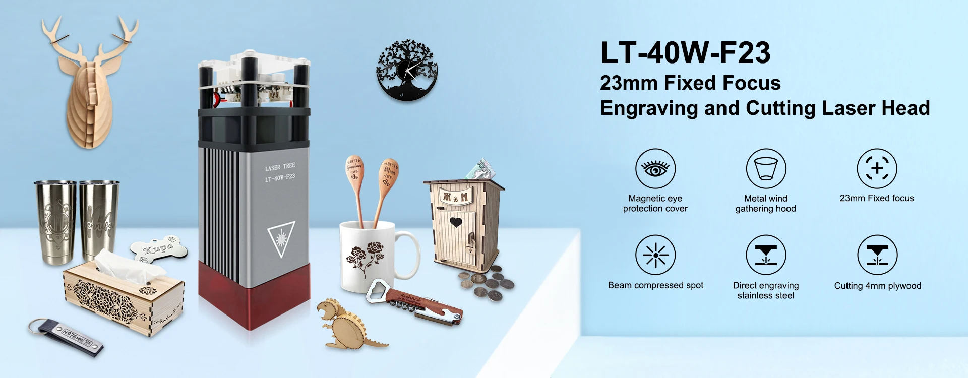 LASER TREE 20w 40W 80W Laser Module 450nm Laser Head Blue Laser for Cnc Laser Engraving Cutting Machine WoodWorking DIY Tools