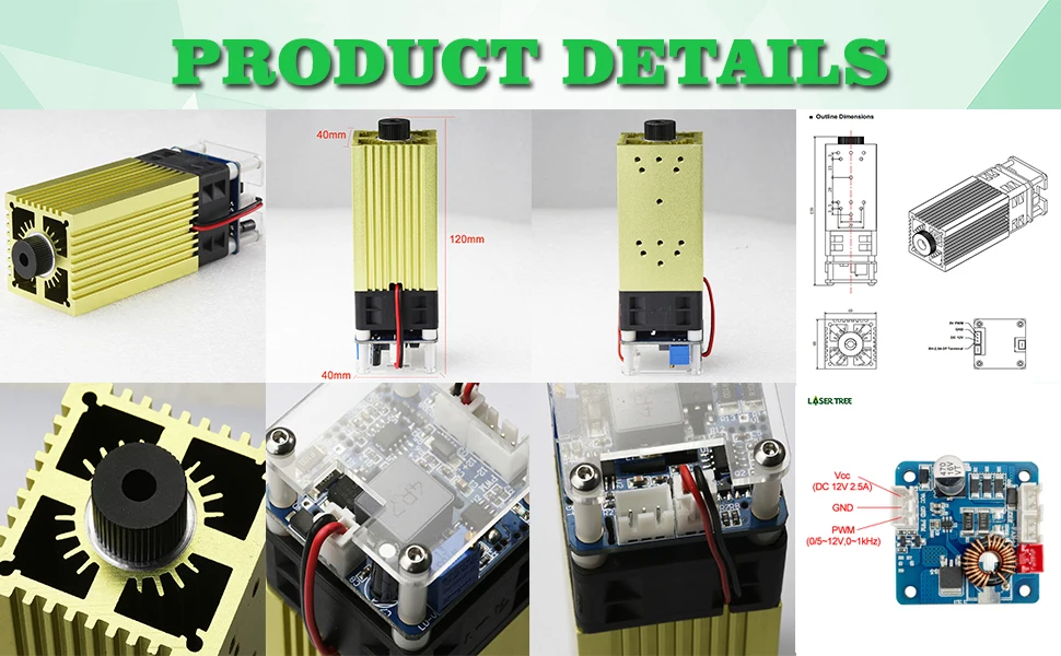 LASER TREE 20w 40W 80W Laser Module 450nm Laser Head Blue Laser for Cnc Laser Engraving Cutting Machine WoodWorking DIY Tools