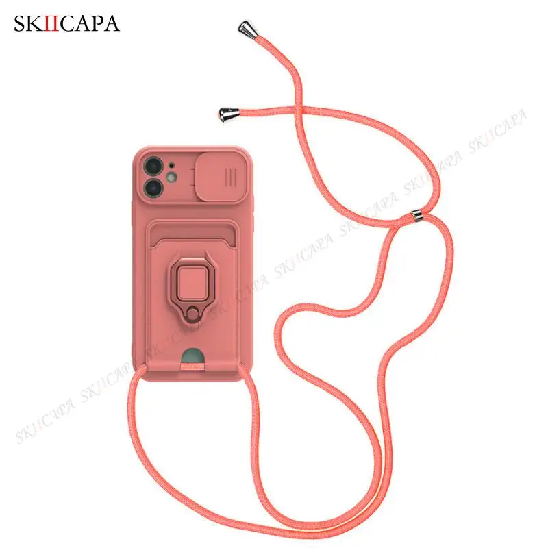 Crossbody Chain Lanyard Slide Case For Samsung A13 A23 A32 A53 A73 5G Wallet Card Slot Cover for Samsung M32 A51 A71 4G A52S A72