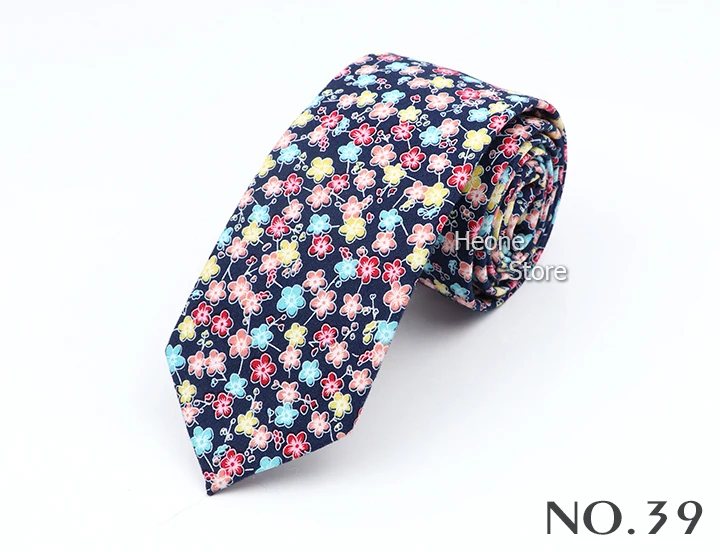43 Styles 100% Cotton Men Floral Ties 6cm Narrow Slim Skinny Casual Suit Neckie For Wedding Party Shirt Accessories Cravat Gift