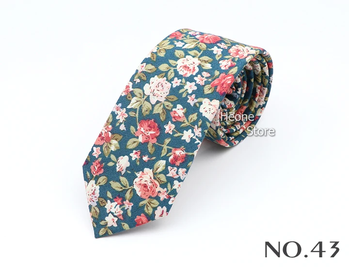 43 Styles 100% Cotton Men Floral Ties 6cm Narrow Slim Skinny Casual Suit Neckie For Wedding Party Shirt Accessories Cravat Gift