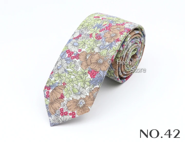 43 Styles 100% Cotton Men Floral Ties 6cm Narrow Slim Skinny Casual Suit Neckie For Wedding Party Shirt Accessories Cravat Gift