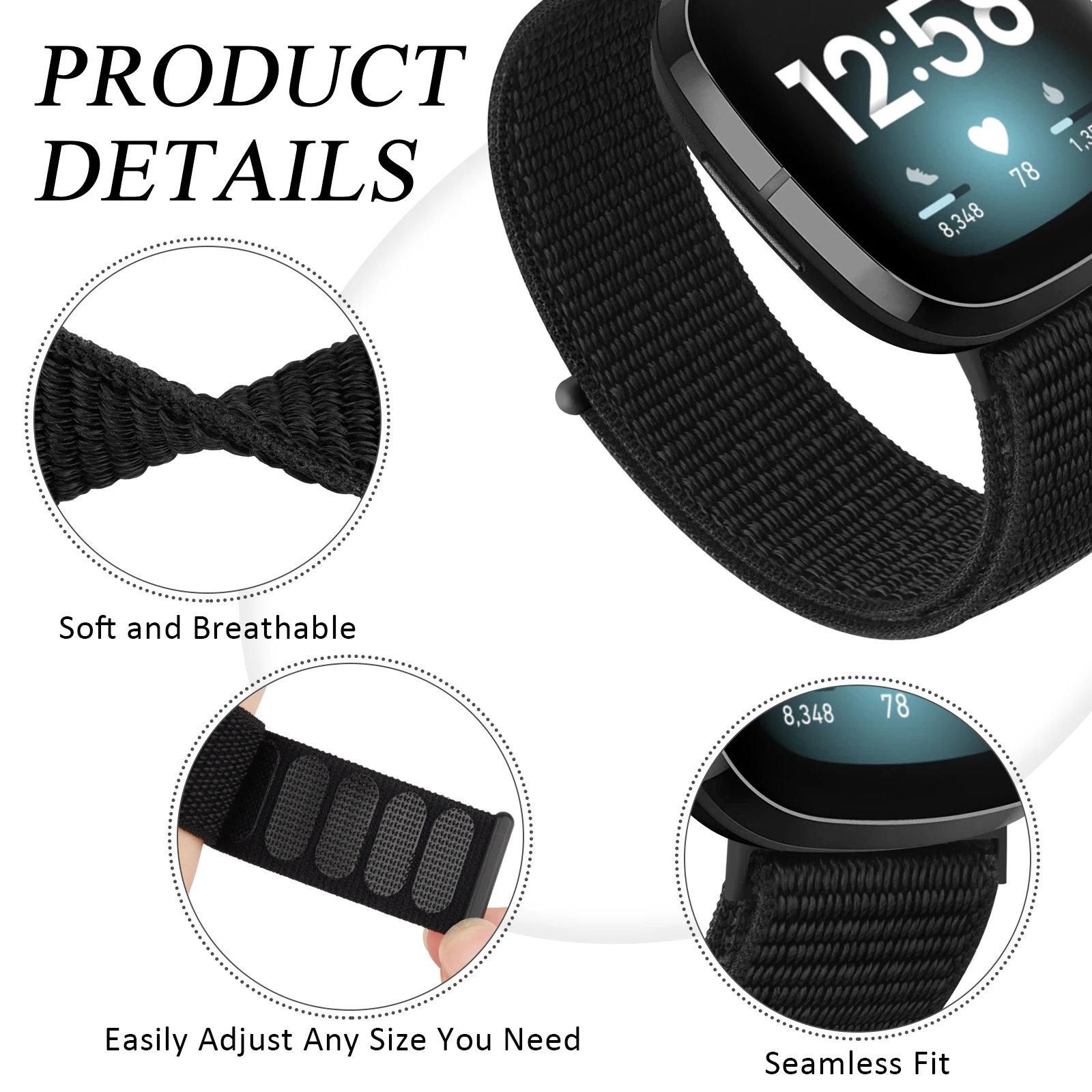 Nylon Strap for Fitbit Versa3 Lite Versa 2 Band Smart Watch Replacement Watchbands Correa Loop Bracelet Fitbit Versa 3 Sense Ban