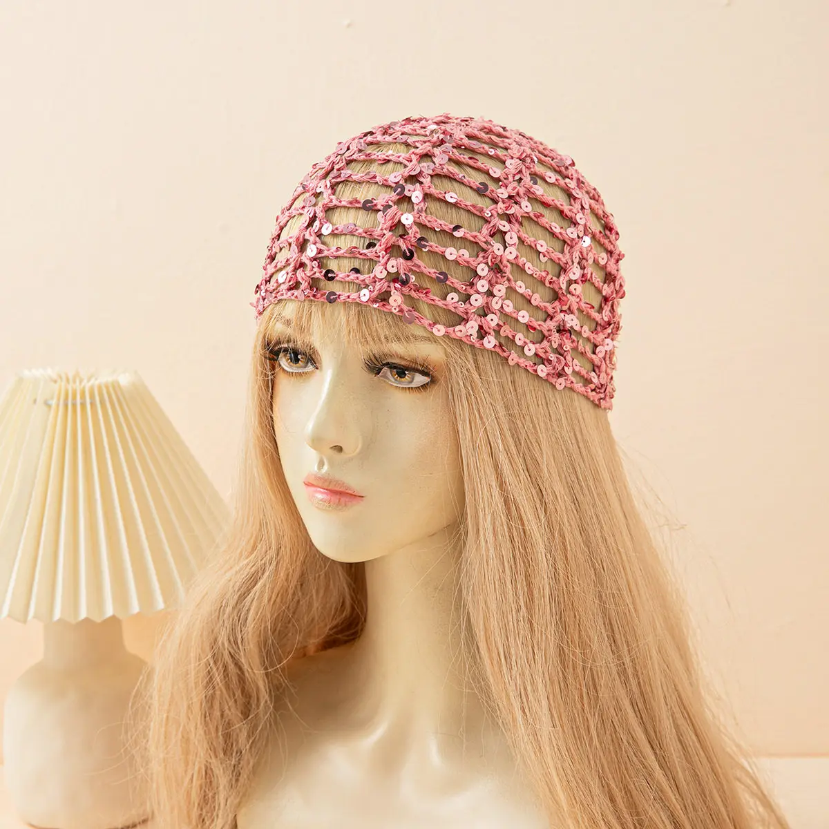 Fashion Vintage Sequined Hollow Pullover Hats Women Spring Summer Travel Photo Atmosphere Versatile Casual Y2K Knit Beanie Hat