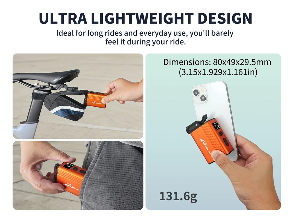 120 PSI Portable Electric Inflator Pump Custom Tire Pressure Display Tire Inflator MTB Road Bike with Schrader Presta Clik Valve