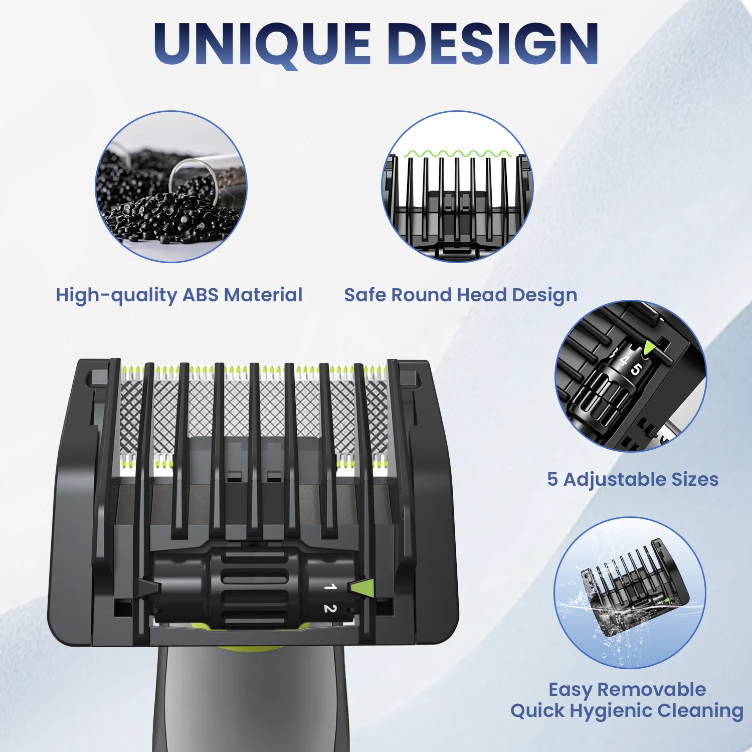Brangdy 5-in-1 Guide Comb Guard Fit for One Blade QP2520 QP2530 QP2620 QP2630 QP2724 QP2834 Beard Trimmer 1-5mm Adjustable