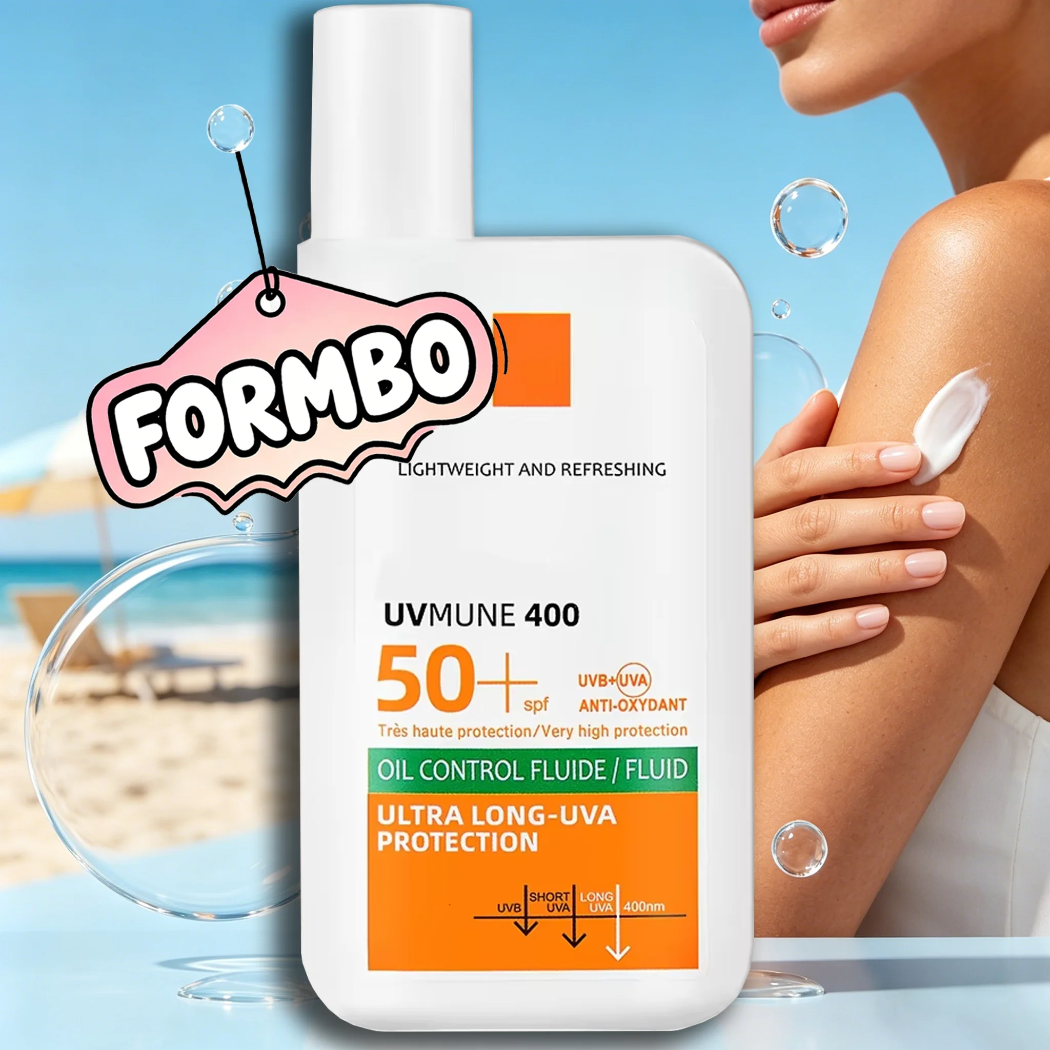 SPF50+ Sunscreen Lotion, Lightweight Non-Greasy Face & Body UV Protection Lasting Moisturizing, Refreshing Daily Sunburn Defense