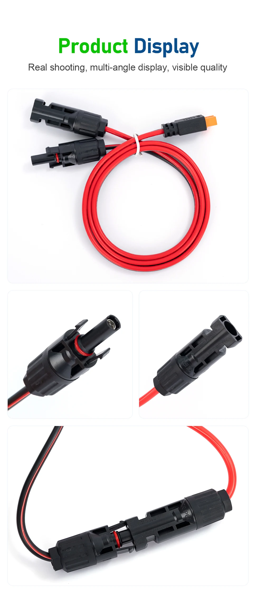 10AWG 12AWG XT60 Anti Spark Solar Cable PV Connector Wire for LiPo Battery Solar Power System - Durable PV Connector