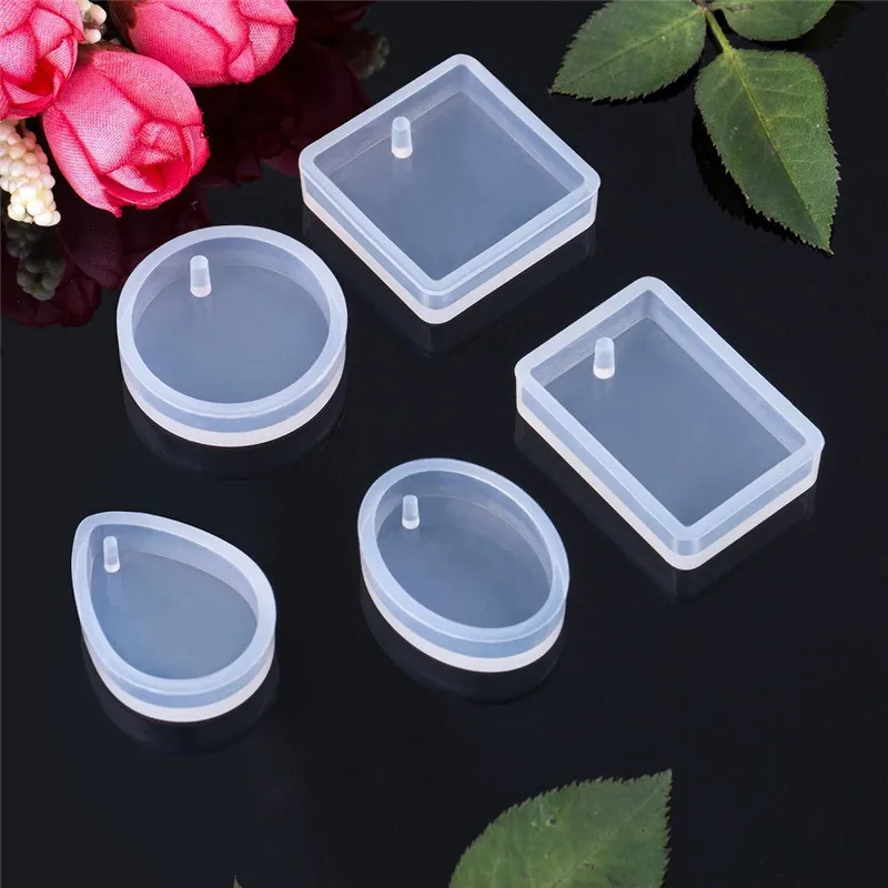 SNASAN 5Pieces Pendant Silicone Mold Handmade Jewelry Making Tool UV Epoxy Resin Casting Silicone Mould