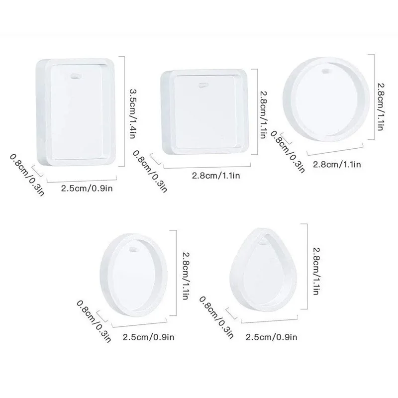 SNASAN 5Pieces Pendant Silicone Mold Handmade Jewelry Making Tool UV Epoxy Resin Casting Silicone Mould