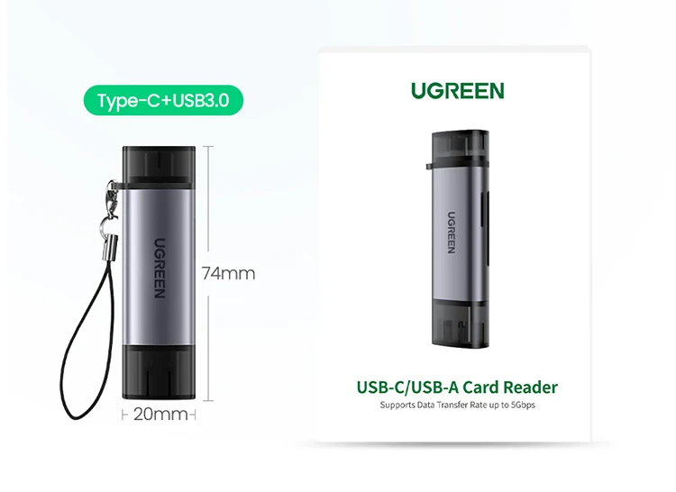 UGREEN Card Reader USB3.0&USB C to SD MicroSD TF Thunderbolt 3 for PC Laptop Accessories Smart Memory Cardreader SD Card Adapter
