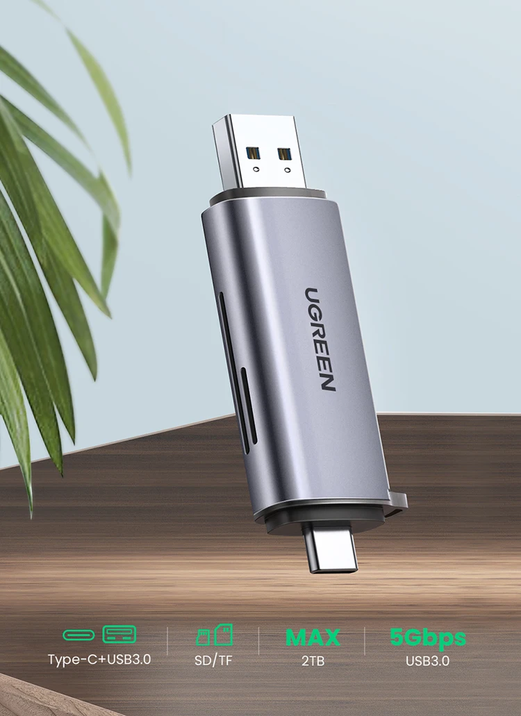 UGREEN Card Reader USB3.0&USB C to SD MicroSD TF Thunderbolt 3 for PC Laptop Accessories Smart Memory Cardreader SD Card Adapter