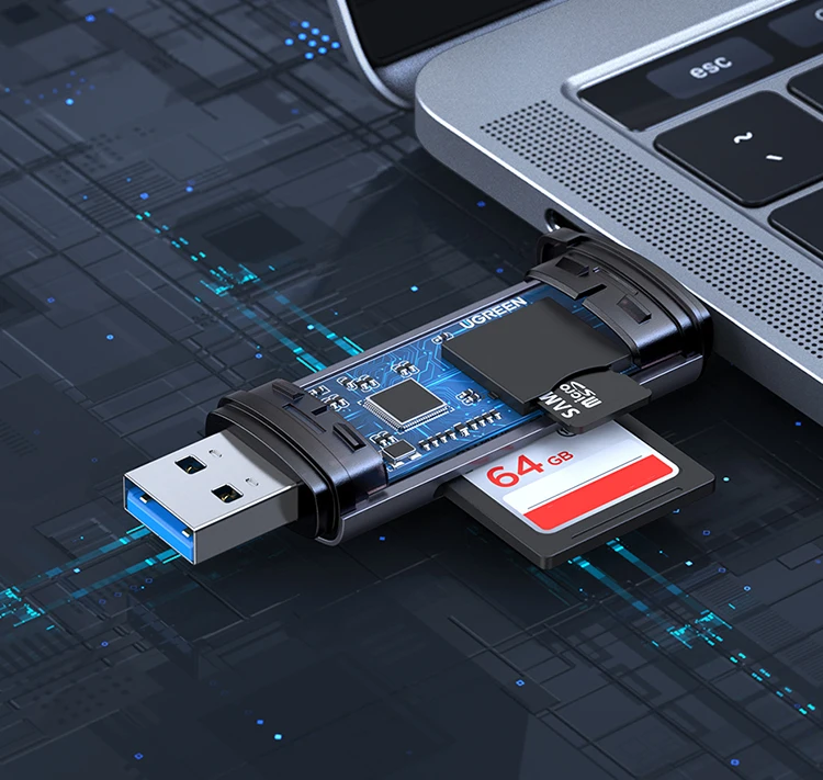 UGREEN Card Reader USB3.0&USB C to SD MicroSD TF Thunderbolt 3 for PC Laptop Accessories Smart Memory Cardreader SD Card Adapter